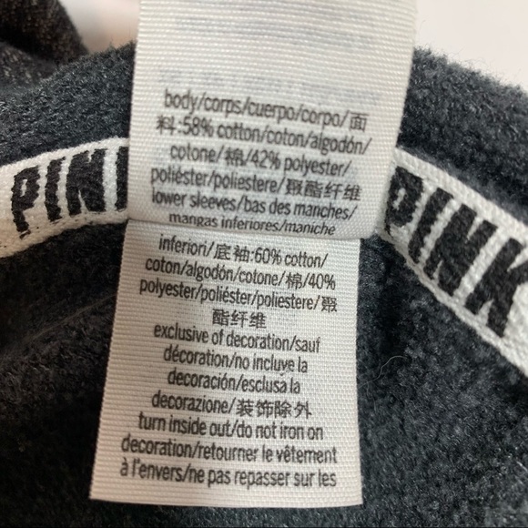 PINK Victoria's Secret Hoodie Zip-Up Sweatshirt Heather Gray - Picture 8 of 13